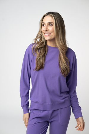 Corrine Ribbed Pullover Top - Purple by Michelle Mae