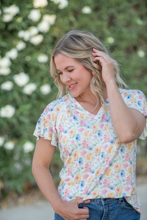 Raelynn V-Neck Top - Petal Gardens by Michelle Mae