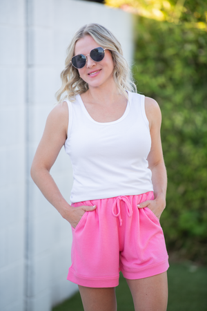 Weslie Waffle Shorts - Pink by Michelle Mae