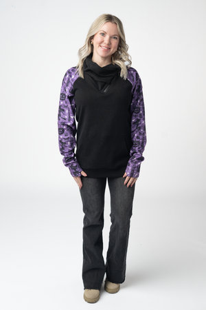 Zoey ZipCowl Sweatshirt - I Put A Spell On You and Black by Michelle Mae