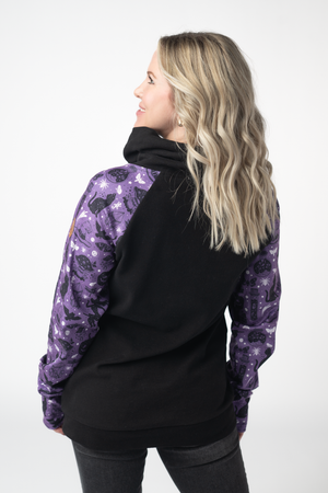 Zoey ZipCowl Sweatshirt - I Put A Spell On You and Black by Michelle Mae