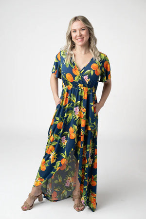 Harley High-Low Dress - Navy Citrus by Michelle Mae