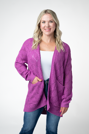 PREBOOK Open Knit Cardigan - Orchid