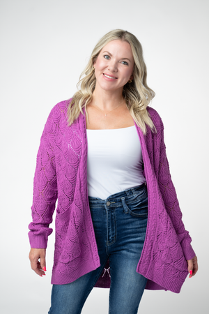 PREBOOK Open Knit Cardigan - Orchid