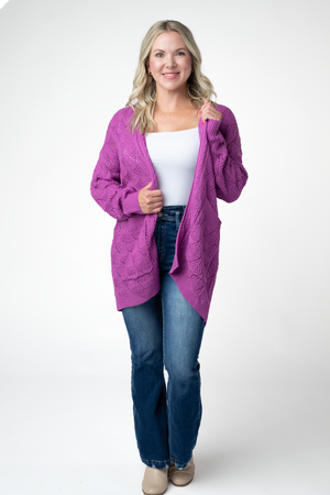 PREBOOK Open Knit Cardigan - Orchid