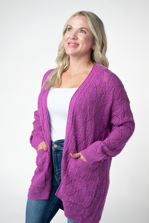 PREBOOK Open Knit Cardigan - Orchid