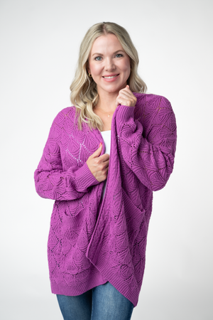 PREBOOK Open Knit Cardigan - Orchid
