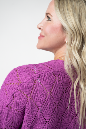 PREBOOK Open Knit Cardigan - Orchid
