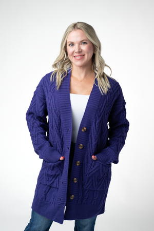 PREBOOK Brooks Button Sweater Cardigan - Deep Purple
