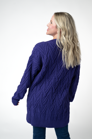 PREBOOK Brooks Button Sweater Cardigan - Deep Purple