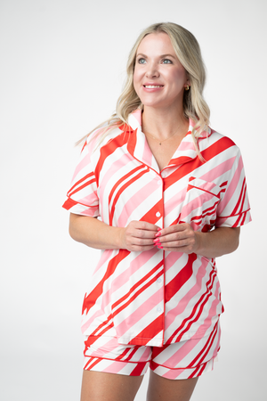 Brooke Top and Shorts Pajama Set - Candy Cane by Michelle Mae