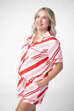 Brooke Top and Shorts Pajama Set - Candy Cane by Michelle Mae