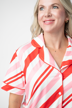 Brooke Top and Shorts Pajama Set - Candy Cane by Michelle Mae