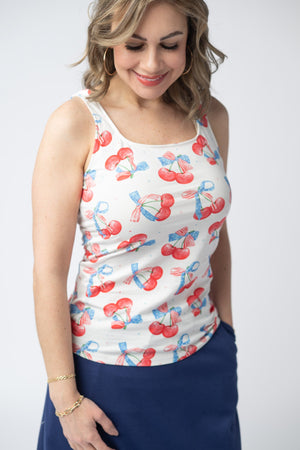 Romy Tank - Patriotic Cherries by Michelle Mae