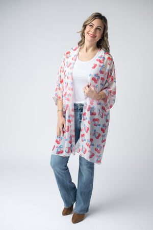 Patriotic Cherries Kimono by Michelle Mae
