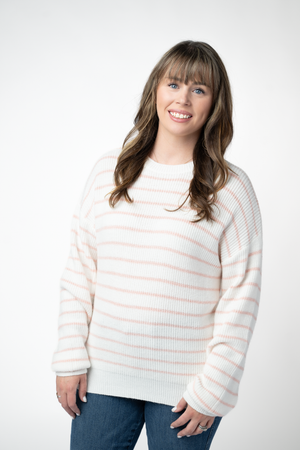 PREBOOK Melody Micro Stripe Knit Sweater - Pink and White