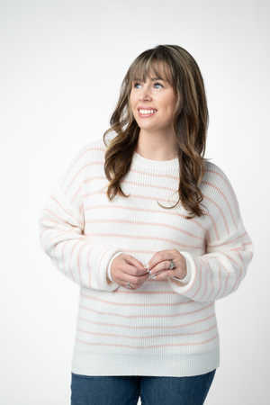 PREBOOK Melody Micro Stripe Knit Sweater - Pink and White