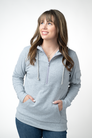 PREBOOK Pixie Pocket Halfzip Hoodie - Light Grey