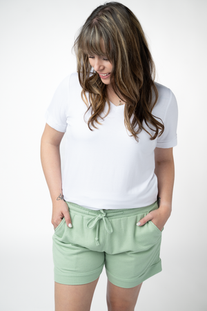 PREBOOK Weslie Waffle Shorts - Sage