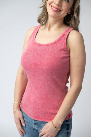 Audrey Vintage Wash Tank - Red by Michelle Mae