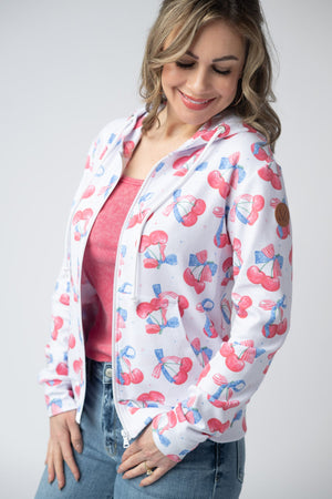 Fullzip Hoodie - Patriotic Cherries by Michelle Mae