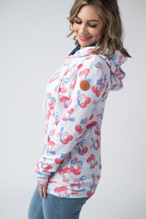 Hailey Pullover Hoodie - Patriotic Cherries by Michelle Mae