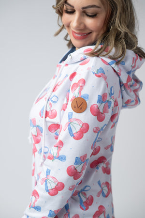 Hailey Pullover Hoodie - Patriotic Cherries by Michelle Mae