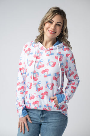 Hailey Pullover Hoodie - Patriotic Cherries by Michelle Mae
