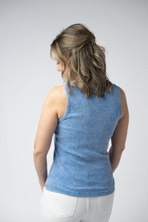 Audrey Vintage Wash Tank - Blue by Michelle Mae
