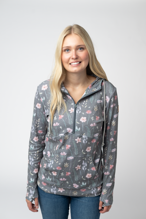 HalfZip Hoodie - Wildflower Meadow by Michelle Mae