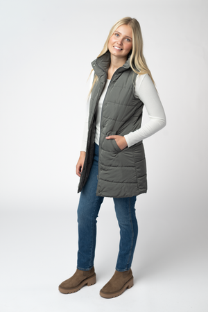 Harlow Long Vest - Grey by Michelle Mae