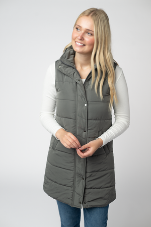 Harlow Long Vest - Grey by Michelle Mae