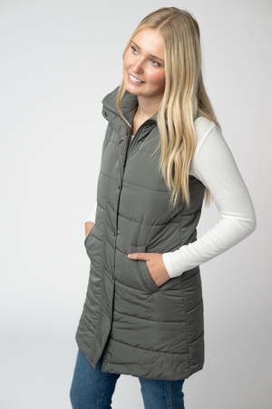 Harlow Long Vest - Grey by Michelle Mae