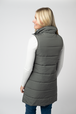 Harlow Long Vest - Grey by Michelle Mae