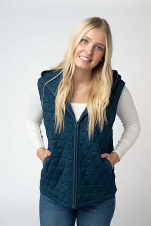 Heather Geometric Hooded Vest - Teal by Michelle Mae