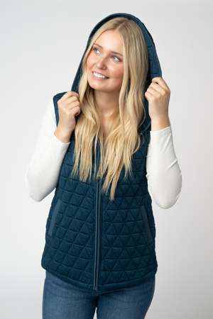 Heather Geometric Hooded Vest - Teal by Michelle Mae