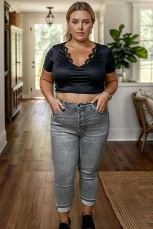 Judy Blue High Waist Dusty Charcoal Denim Capris