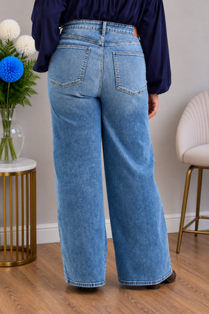 Judy Blue High Waist Angelina Column Straight Leg Classic Soft Indigo Jeans