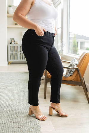 Judy Blue Mid Rise Slim Fit Jeans In Deep Black