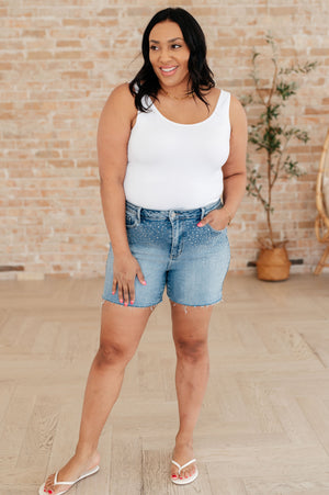 Judy Blue High Waist Rhinestone Cutoff Jean Shorts