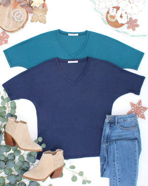 PREBOOK Emerson Waffle Top - Navy