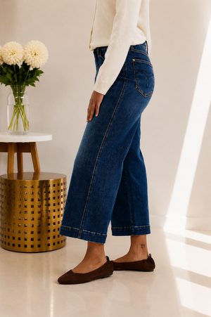 Judy Blue High Waist Tummy Control Claudia Ankle Wide Leg Jeans