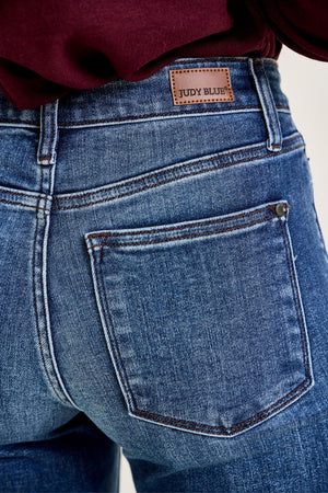 Judy Blue Mid Rise Slim Fit Cuffed Dark Wash Jeans