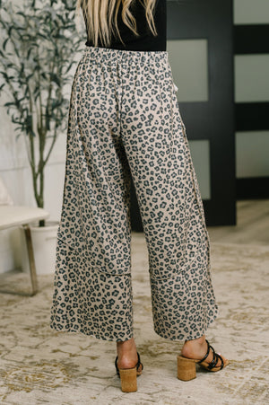Follow the Flow Wide Leg Leopard Print Bottoms