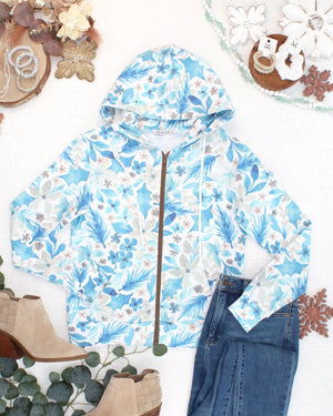 PREBOOK Fullzip Hoodie - Winter Blue Floral