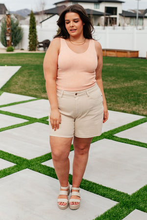 Fundamentals Ribbed Seamless Reversible Tank in Peach by Yelete