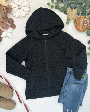 Geometric Fullzip Hoodie - Black by Michelle Mae