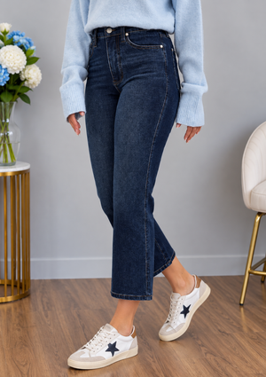 Judy Blue High Waist Tummy Control Amy Dark Indigo Kick Flare Jeans
