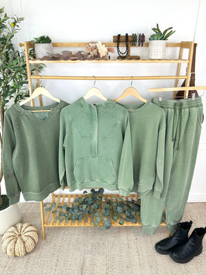 Ryker Vintage Wash Hoodie- Olive by Michelle Mae