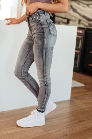 Judy Blue High Waist Tummy Control Release Hem Skinny in Washed Out Gray